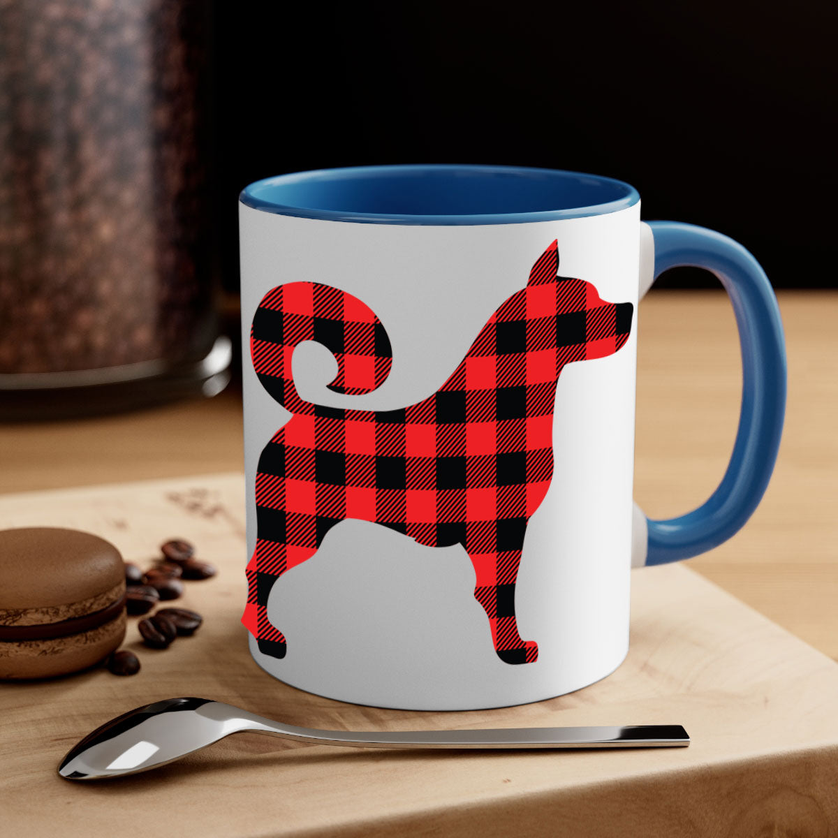 Dog Style 109# Mug featuring a glossy finish with a colored handle and interior, available in multiple colors and sizes.