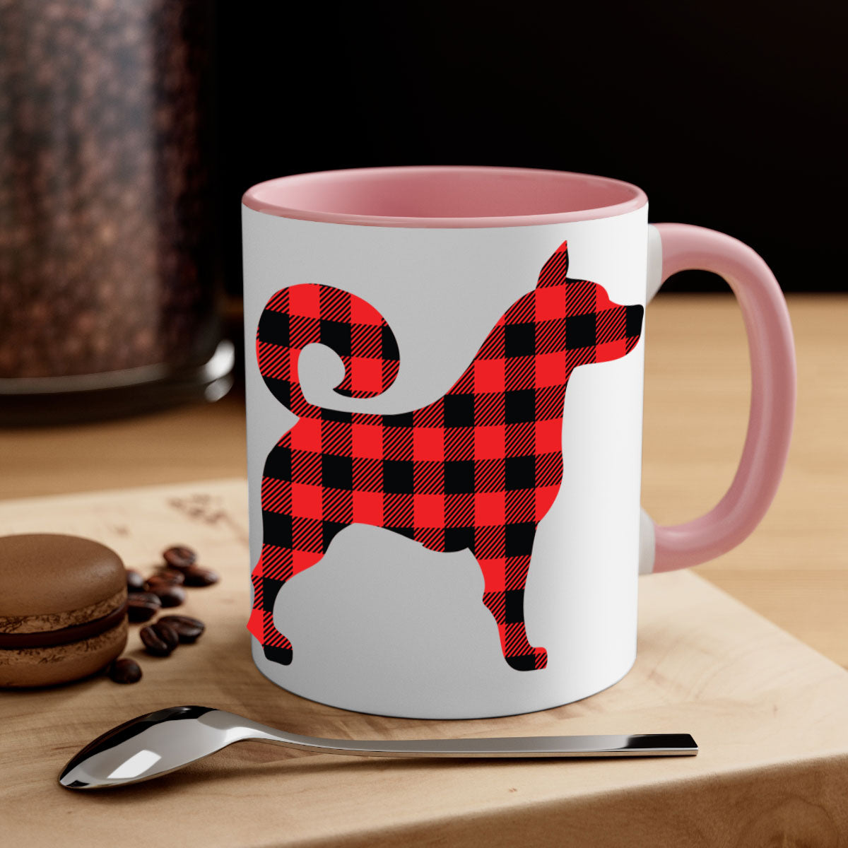 Dog Style 109# Mug featuring a glossy finish with a colored handle and interior, available in multiple colors and sizes.
