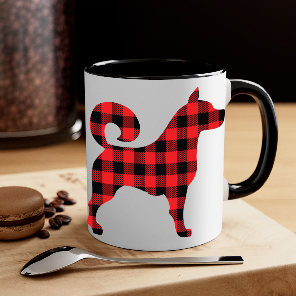 Dog Style 109# Mug featuring a glossy finish with a colored handle and interior, available in multiple colors and sizes.
