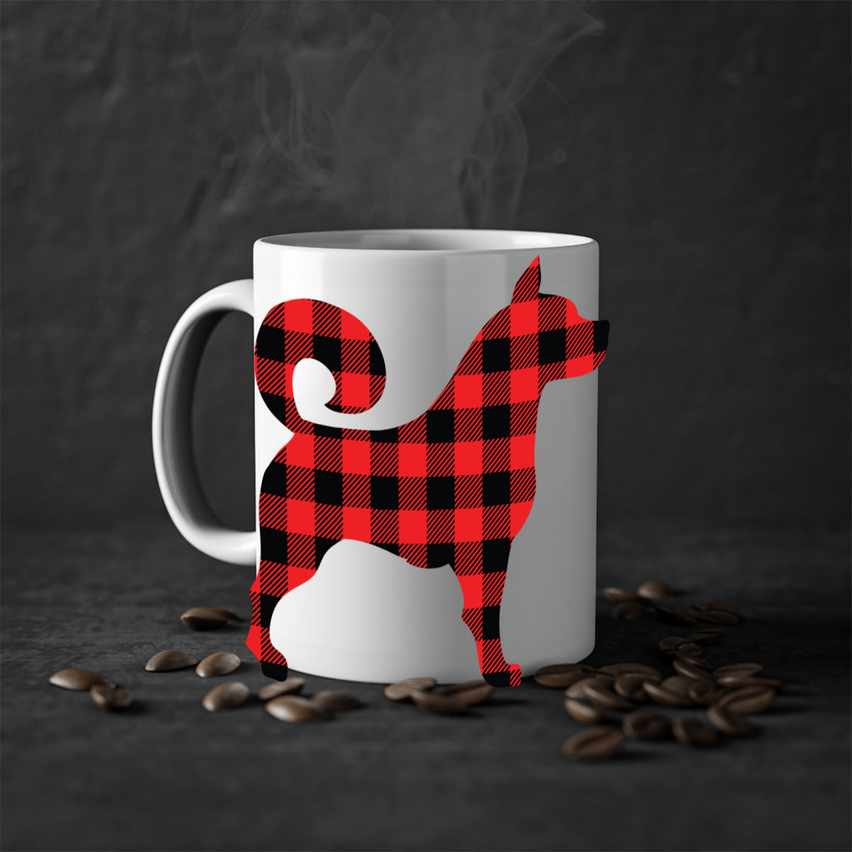 Dog Style 109# Mug featuring a glossy finish with a colored handle and interior, available in multiple colors and sizes.