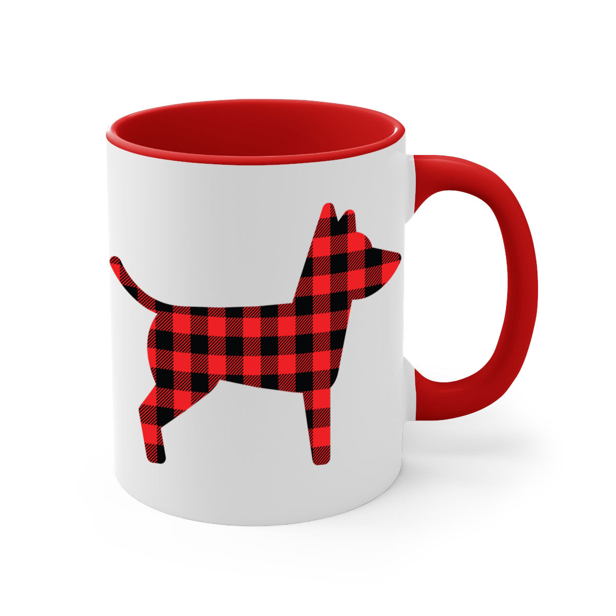 Dog Style 112# Mug featuring a glossy finish, colored handle, and interior, available in multiple colors and sizes.