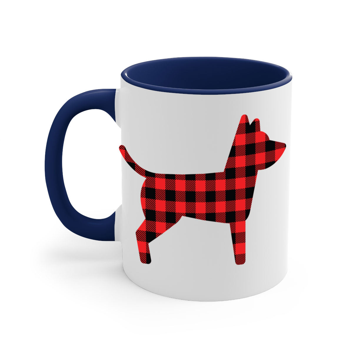 Dog Style 112# Mug featuring a glossy finish, colored handle, and interior, available in multiple colors and sizes.