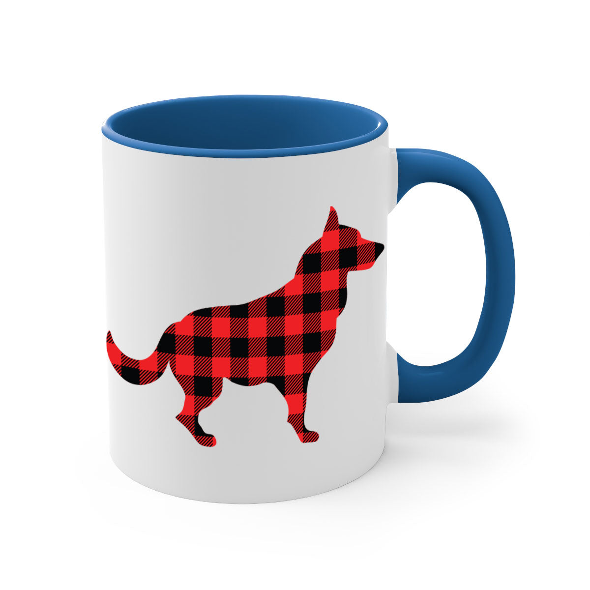 Dog Style 120# Mug featuring a glossy finish, colored handle, and interior, available in multiple colors and sizes.
