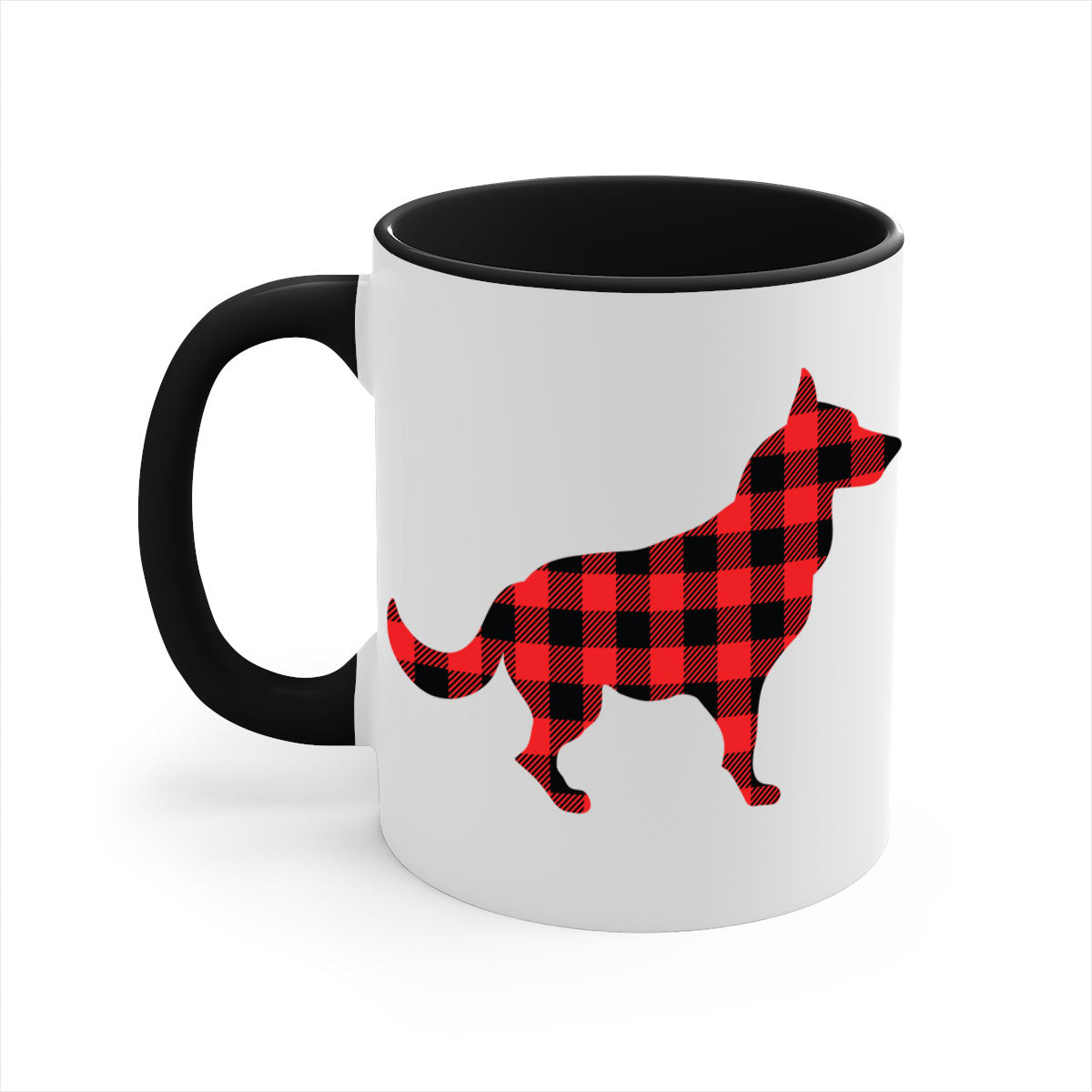 Dog Style 120# Mug featuring a glossy finish, colored handle, and interior, available in multiple colors and sizes.