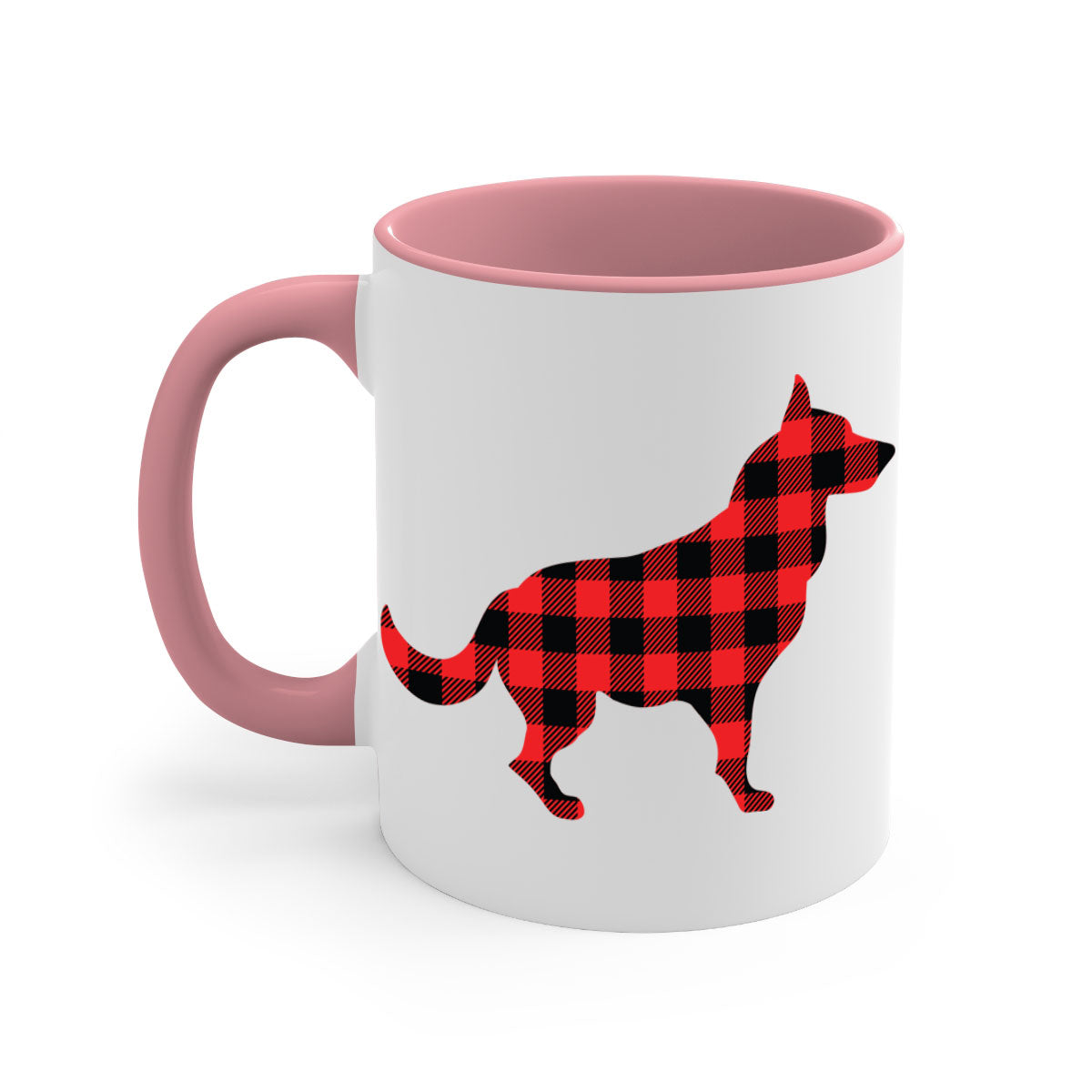 Dog Style 120# Mug featuring a glossy finish, colored handle, and interior, available in multiple colors and sizes.