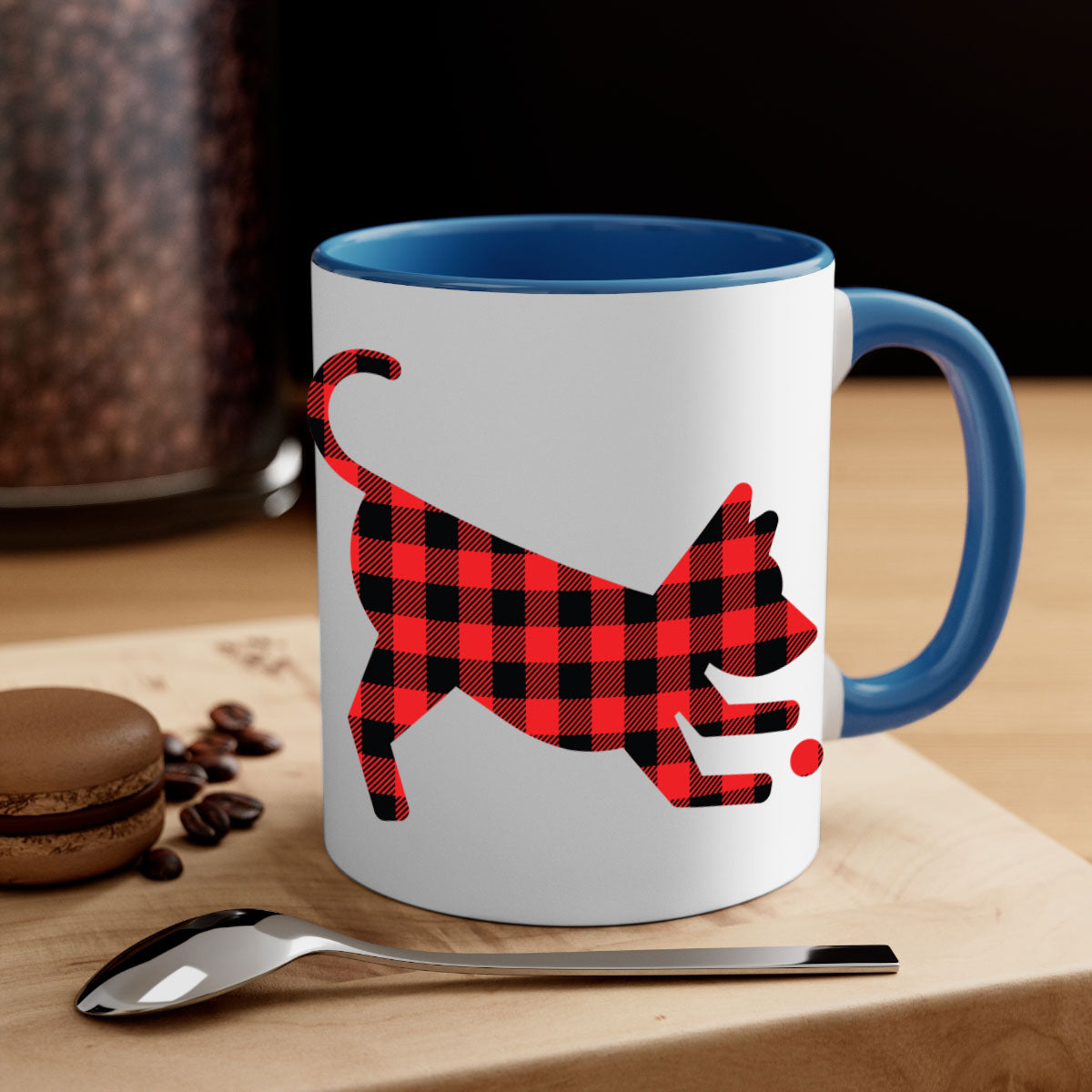 Dog Style 114# Mug featuring a glossy finish with a colored handle and interior, available in multiple colors and sizes.