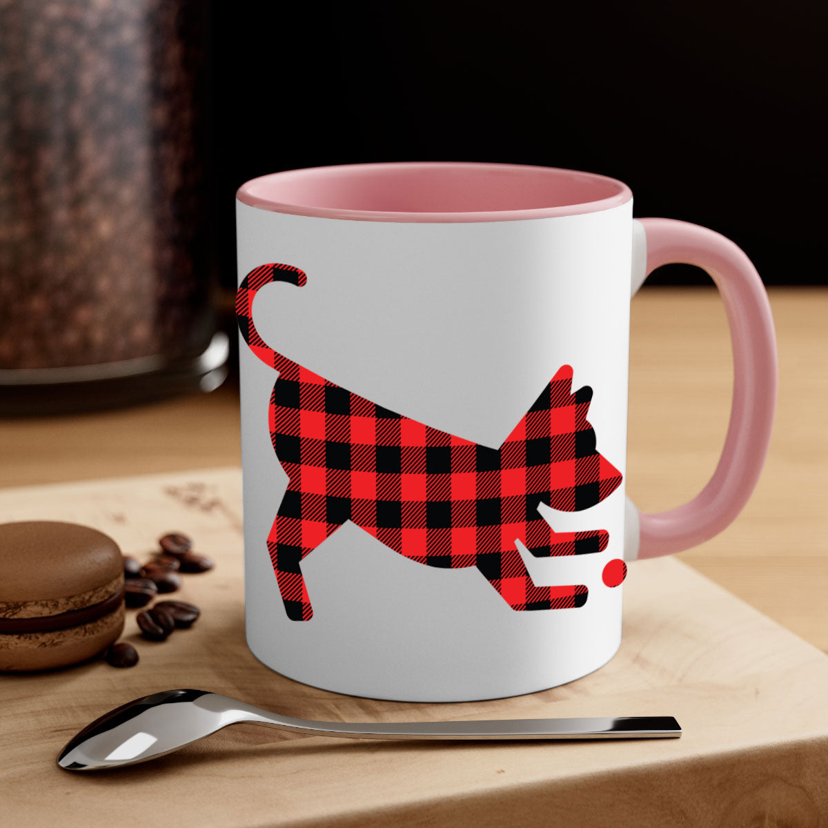 Dog Style 114# Mug featuring a glossy finish with a colored handle and interior, available in multiple colors and sizes.