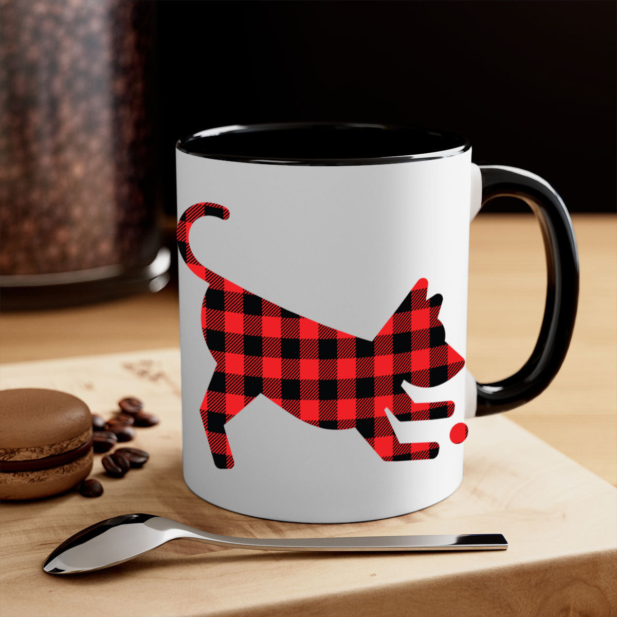 Dog Style 114# Mug featuring a glossy finish with a colored handle and interior, available in multiple colors and sizes.