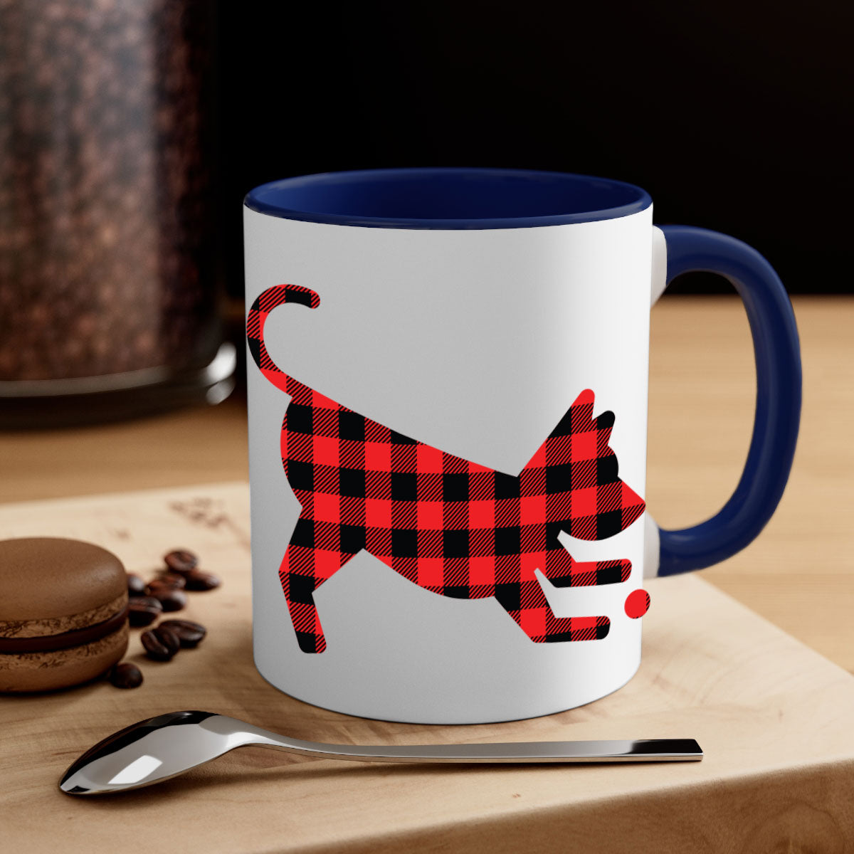 Dog Style 114# Mug featuring a glossy finish with a colored handle and interior, available in multiple colors and sizes.