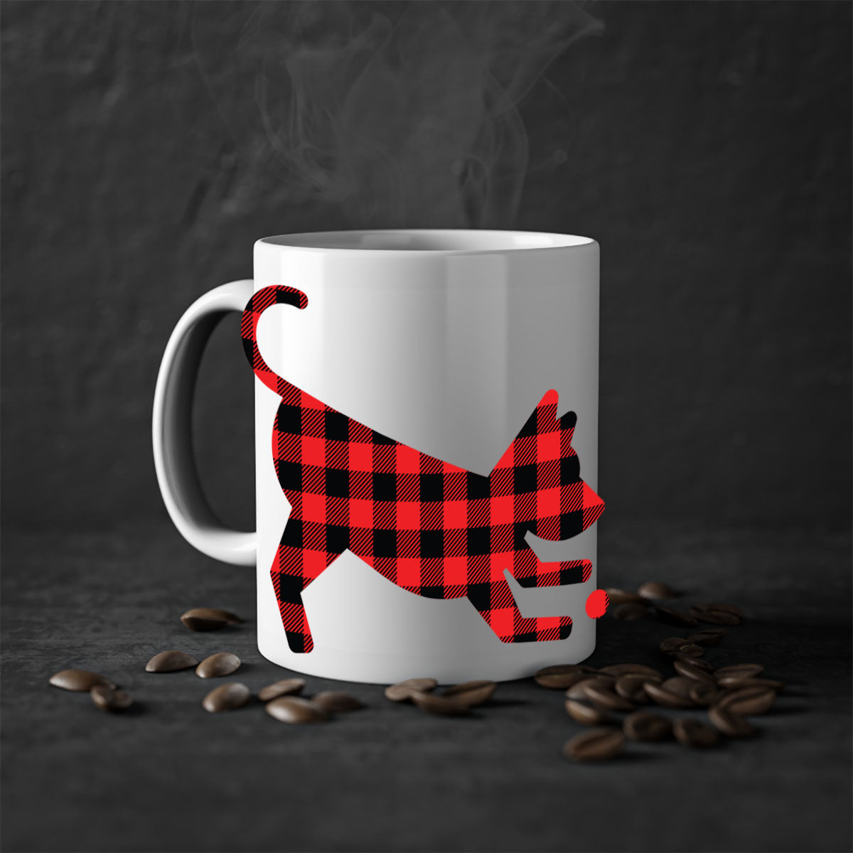 Dog Style 114# Mug featuring a glossy finish with a colored handle and interior, available in multiple colors and sizes.