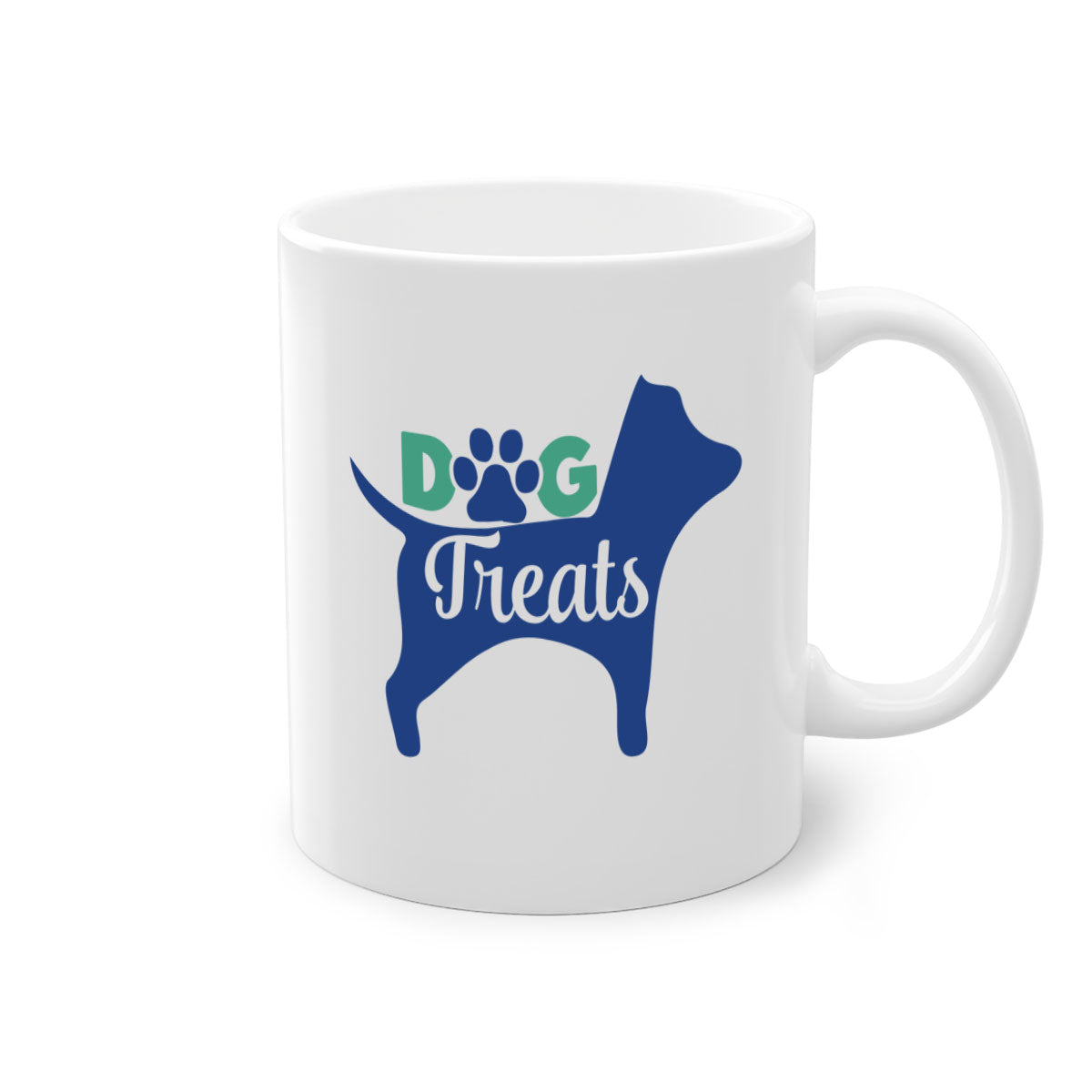 A stylish two-tone dog treats coffee mug with a glossy finish, featuring a colored handle and interior, available in multiple colors.