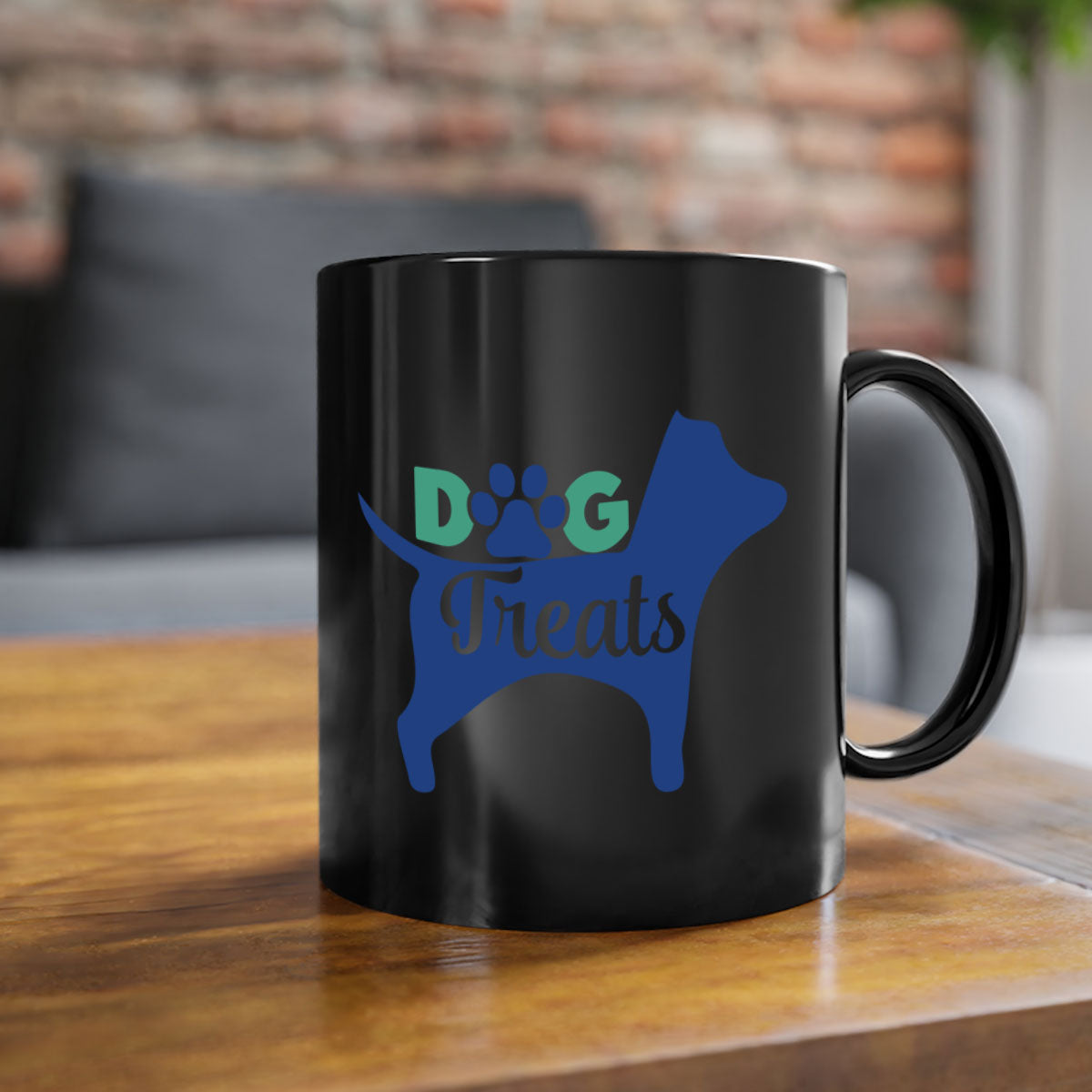 A stylish two-tone dog treats coffee mug with a glossy finish, featuring a colored handle and interior, available in multiple colors.