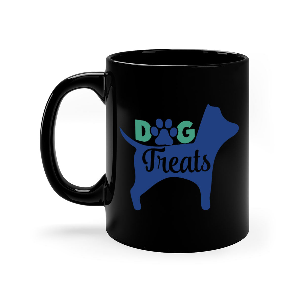 A stylish two-tone dog treats coffee mug with a glossy finish, featuring a colored handle and interior, available in multiple colors.