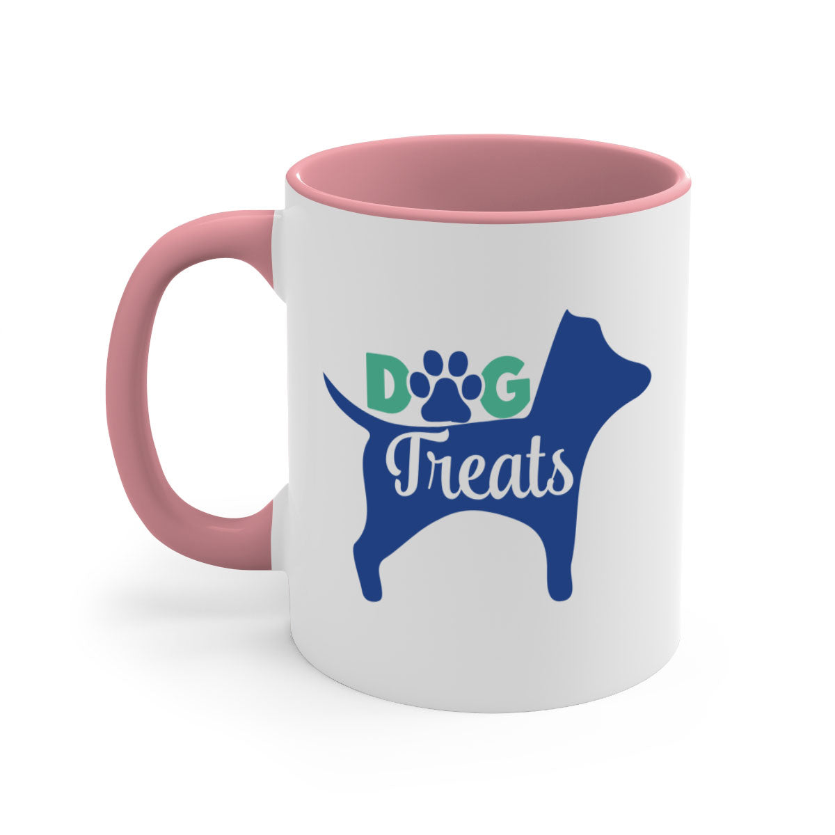 A stylish two-tone dog treats coffee mug with a glossy finish, featuring a colored handle and interior, available in multiple colors.