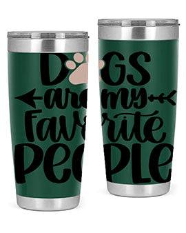 20oz Dogs Are My Favorite People tumbler with double wall vacuum insulation and a drink-thru lid, perfect for dog lovers.