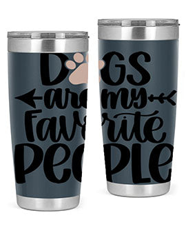 20oz Dogs Are My Favorite People tumbler with double wall vacuum insulation and a drink-thru lid, perfect for dog lovers.