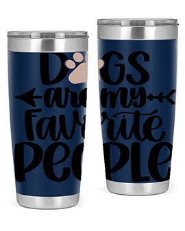 20oz Dogs Are My Favorite People tumbler with double wall vacuum insulation and a drink-thru lid, perfect for dog lovers.