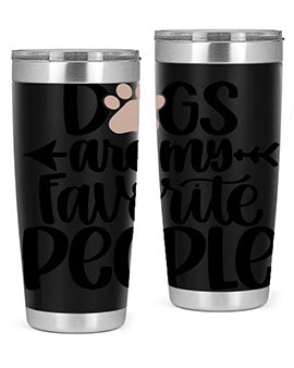20oz Dogs Are My Favorite People tumbler with double wall vacuum insulation and a drink-thru lid, perfect for dog lovers.