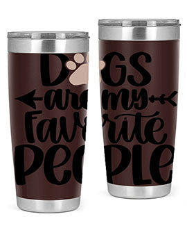 20oz Dogs Are My Favorite People tumbler with double wall vacuum insulation and a drink-thru lid, perfect for dog lovers.