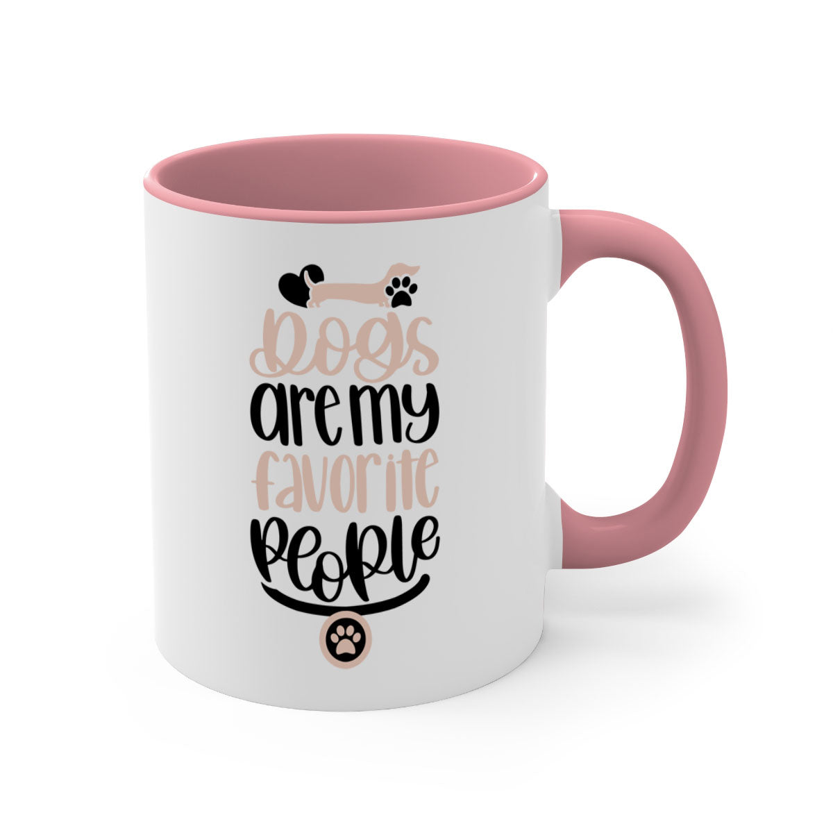 Ceramic coffee mug with a glossy finish, featuring a two-tone design and a C-shaped handle, perfect for dog lovers.