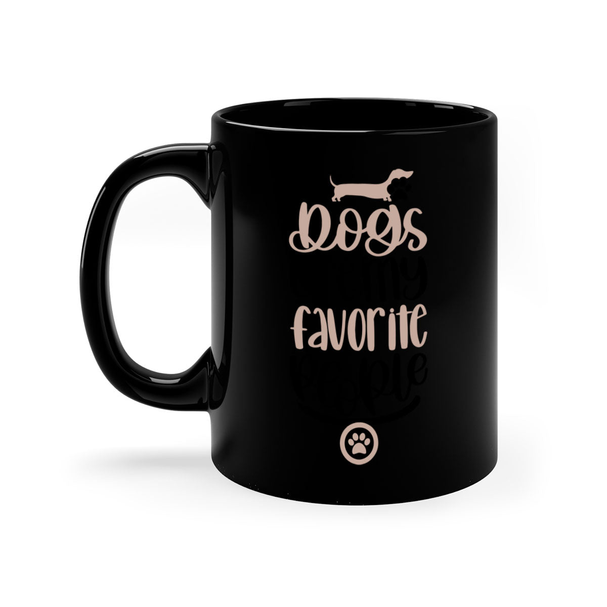 Ceramic coffee mug with a glossy finish, featuring a two-tone design and a C-shaped handle, perfect for dog lovers.