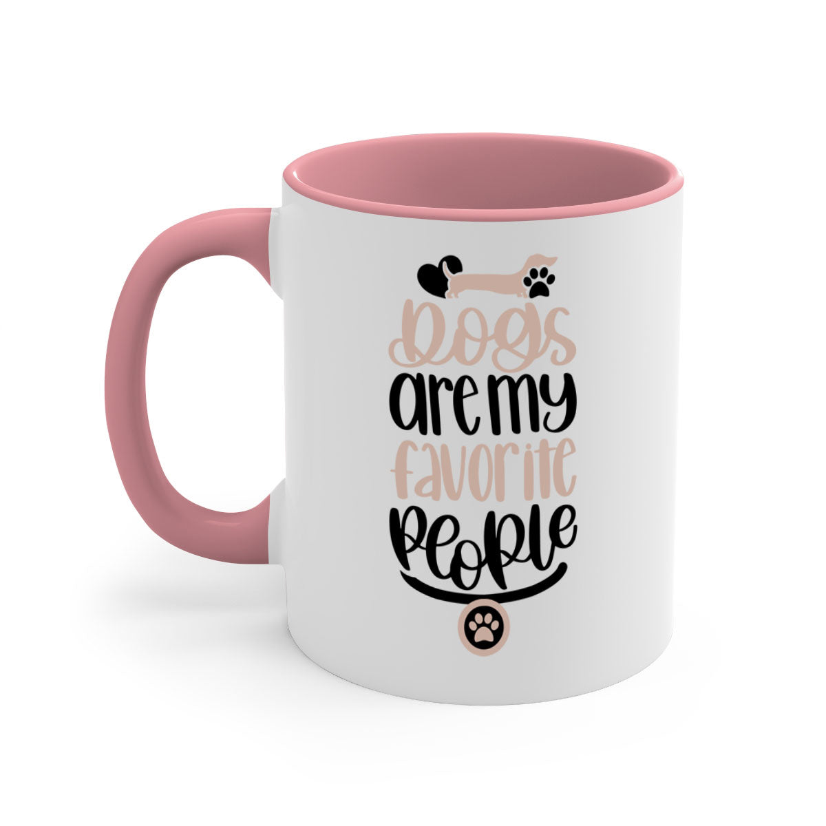 Ceramic coffee mug with a glossy finish, featuring a two-tone design and a C-shaped handle, perfect for dog lovers.