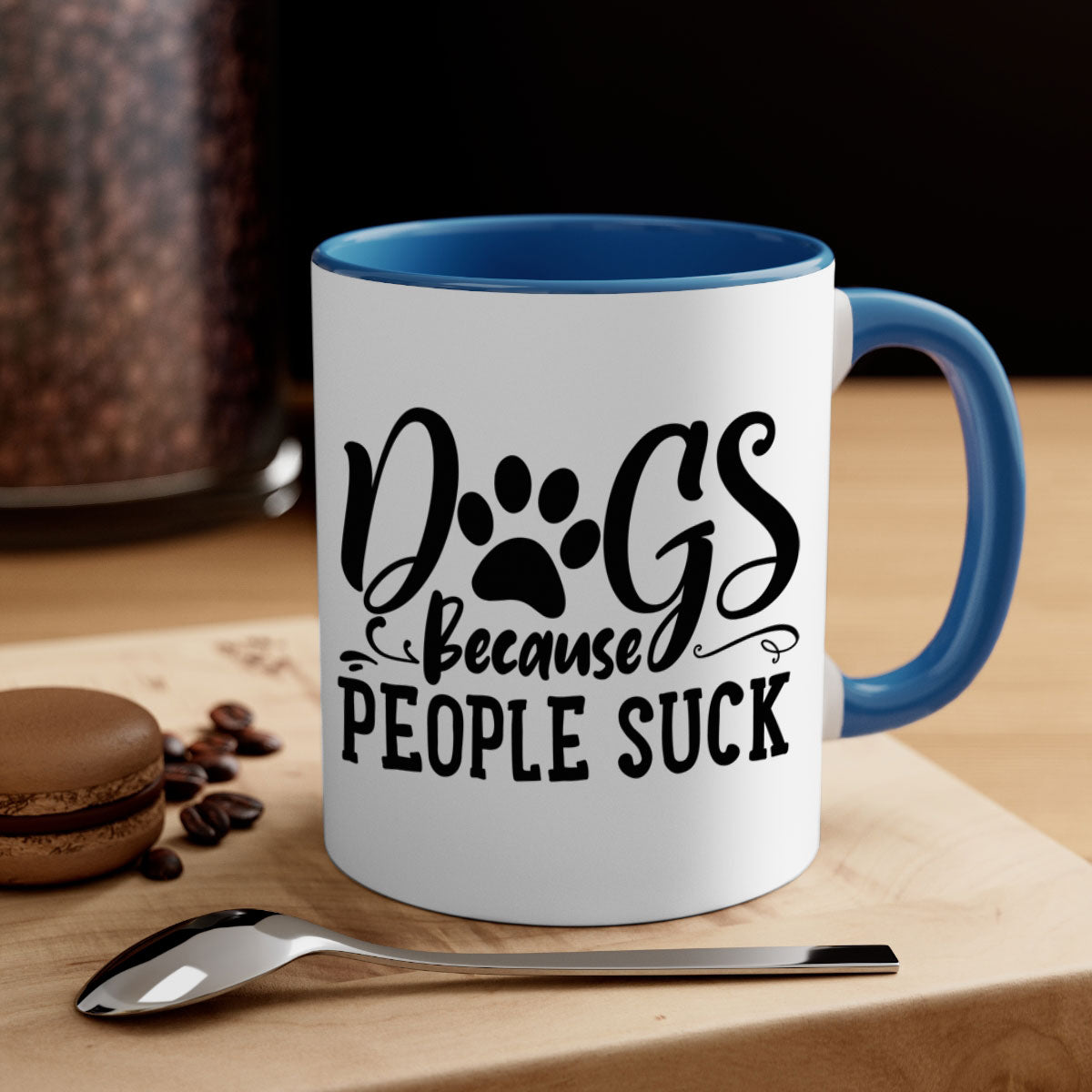 Dogs Because People Suck Style 91# mug featuring a glossy finish and colorful handle, perfect for coffee lovers.