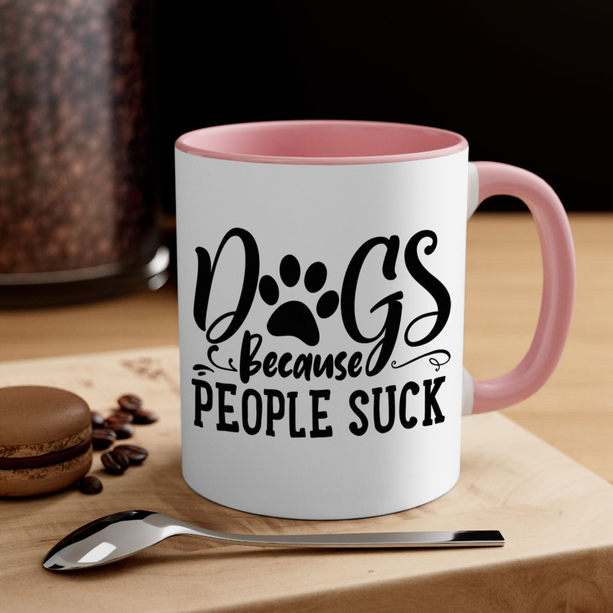 Dogs Because People Suck Style 91# mug featuring a glossy finish and colorful handle, perfect for coffee lovers.
