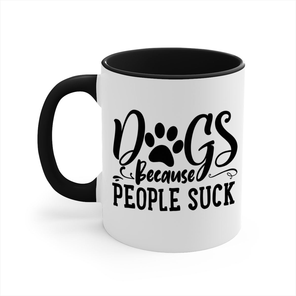 Dogs Because People Suck Style 91# mug featuring a glossy finish and colorful handle, perfect for coffee lovers.