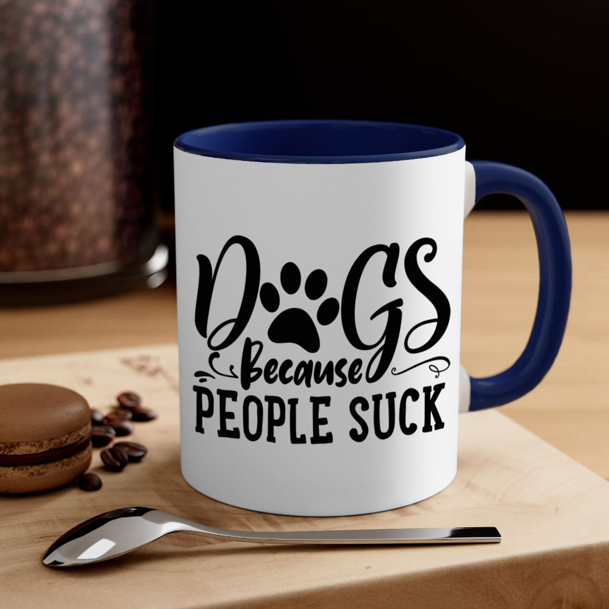 Dogs Because People Suck Style 91# mug featuring a glossy finish and colorful handle, perfect for coffee lovers.