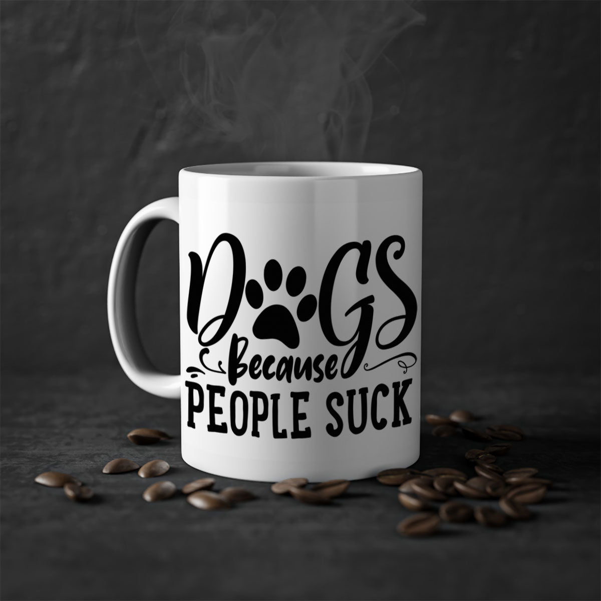 Dogs Because People Suck Style 91# mug featuring a glossy finish and colorful handle, perfect for coffee lovers.