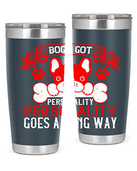 Dogs Got Personality 20oz and 30oz tumblers made of stainless steel with vibrant dog-themed designs, showcasing their functionality and style.