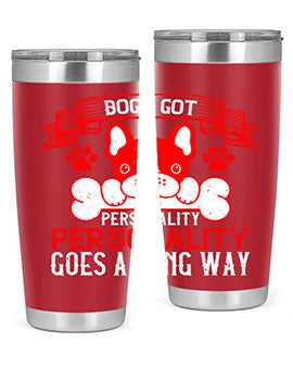 Dogs Got Personality 20oz and 30oz tumblers made of stainless steel with vibrant dog-themed designs, showcasing their functionality and style.
