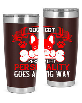Dogs Got Personality 20oz and 30oz tumblers made of stainless steel with vibrant dog-themed designs, showcasing their functionality and style.