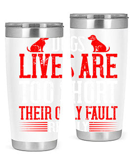 Stylish 20oz and 30oz tumblers featuring a heartfelt message about dogs, made from stainless steel with a sleek design.