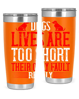Stylish 20oz and 30oz tumblers featuring a heartfelt message about dogs, made from stainless steel with a sleek design.