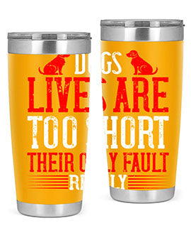 Stylish 20oz and 30oz tumblers featuring a heartfelt message about dogs, made from stainless steel with a sleek design.