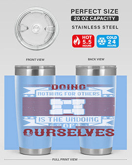 Doing Nothing for Others tumbler, double wall vacuum stainless steel with copper lining, available in 20oz and 30oz sizes.