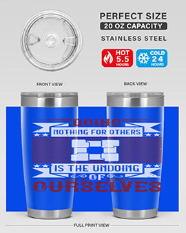 Doing Nothing for Others tumbler, double wall vacuum stainless steel with copper lining, available in 20oz and 30oz sizes.