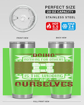 Doing Nothing for Others tumbler, double wall vacuum stainless steel with copper lining, available in 20oz and 30oz sizes.