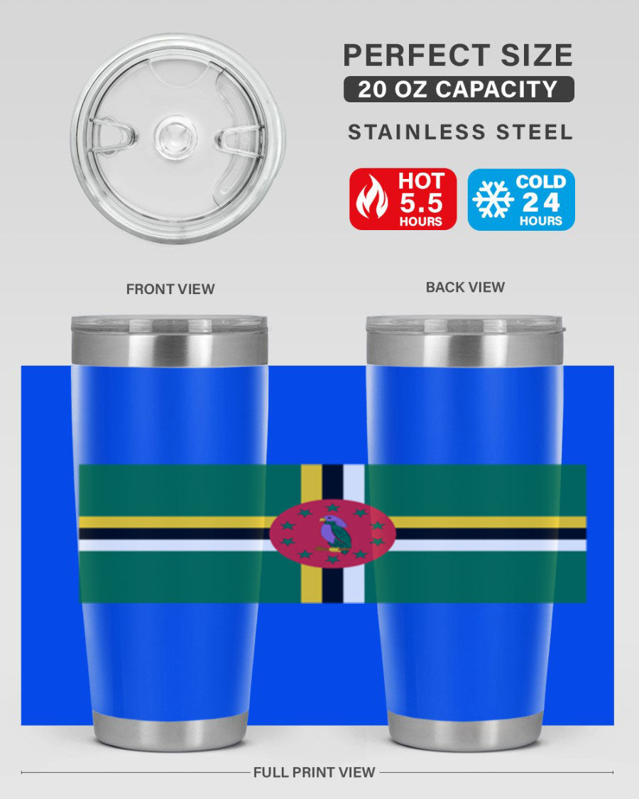 Dominica 149# Tumbler, a stylish 20oz double wall vacuum stainless steel tumbler with a vibrant design, perfect for hot and cold beverages.