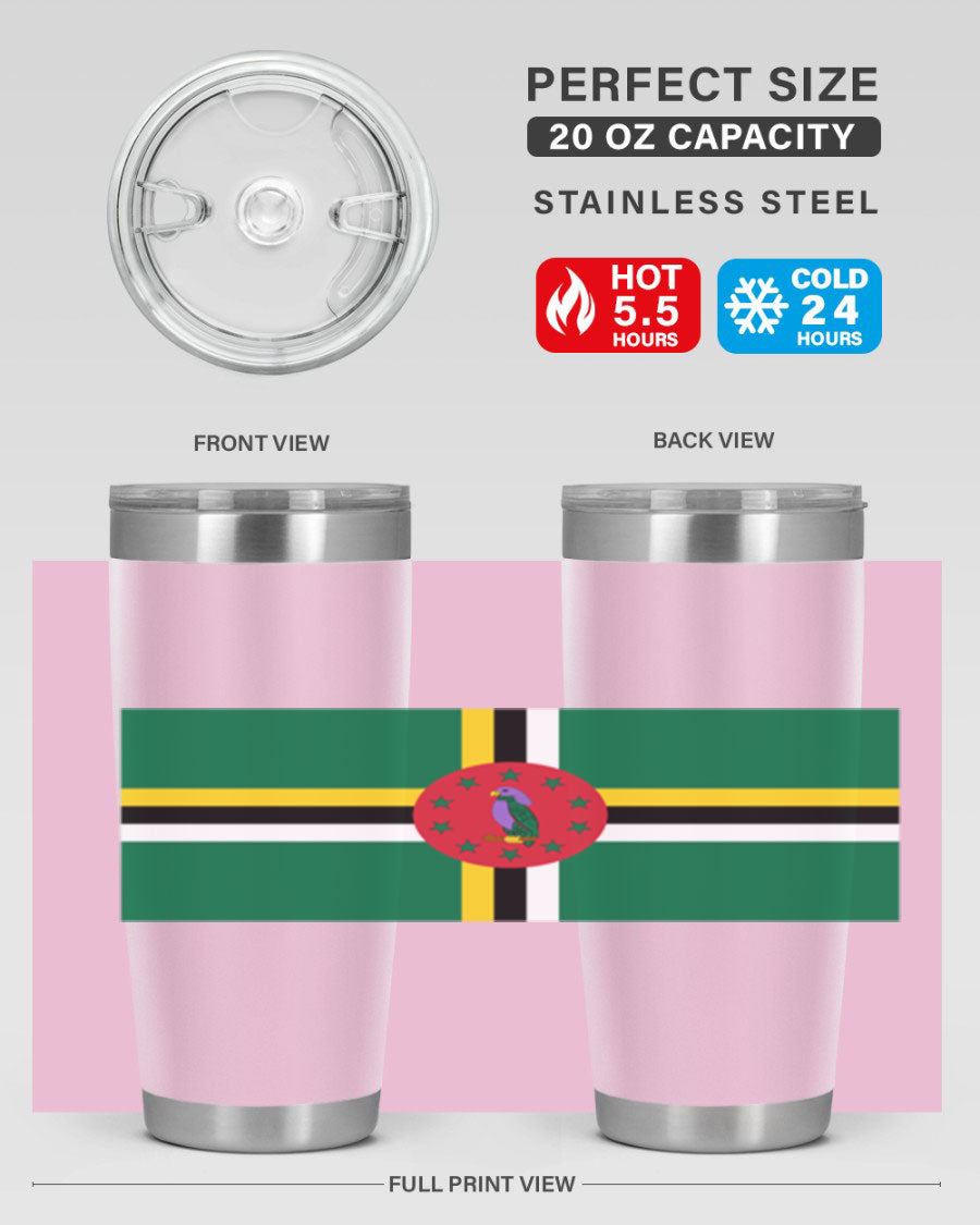 Dominica 149# Tumbler, a stylish 20oz double wall vacuum stainless steel tumbler with a vibrant design, perfect for hot and cold beverages.