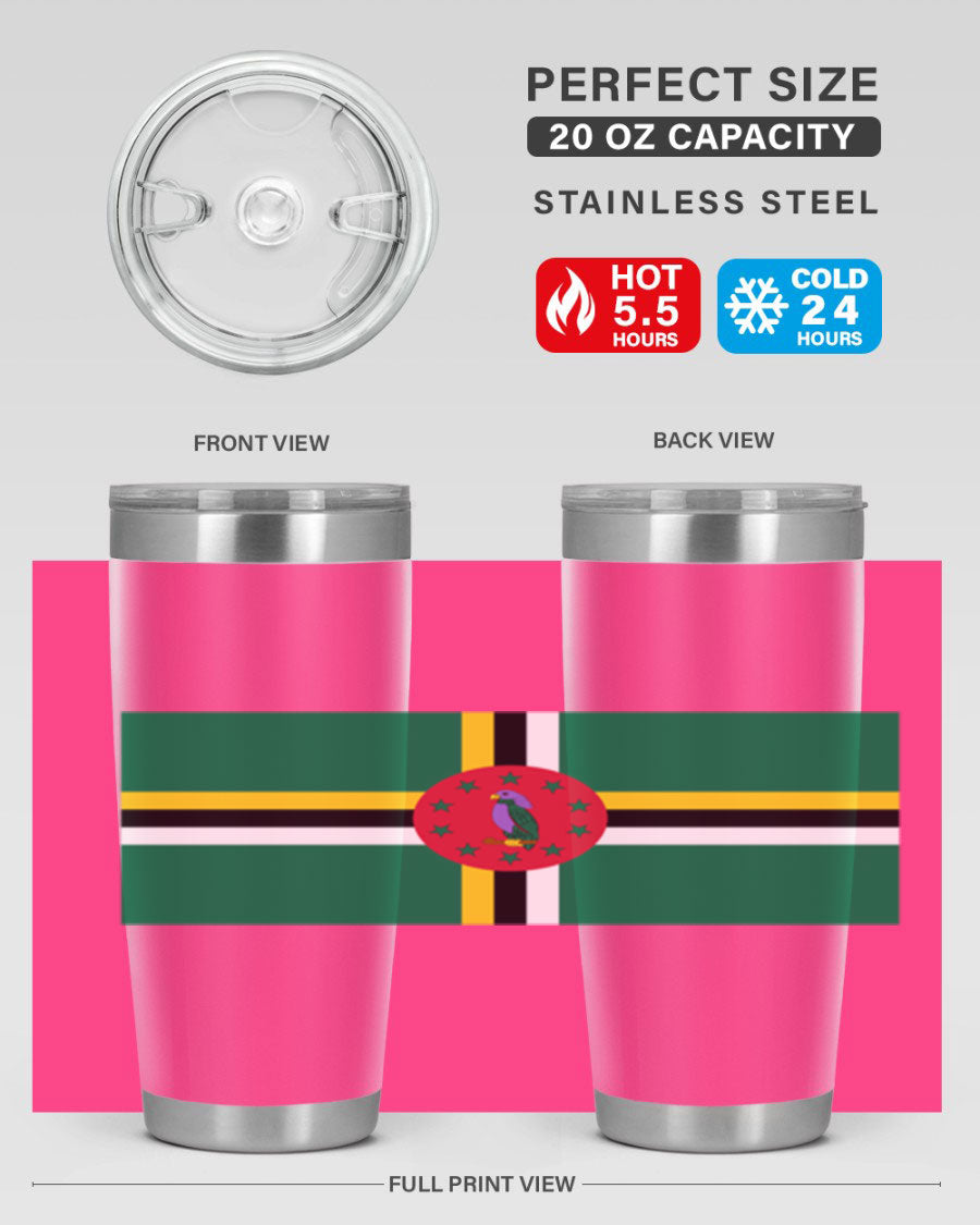 Dominica 149# Tumbler, a stylish 20oz double wall vacuum stainless steel tumbler with a vibrant design, perfect for hot and cold beverages.