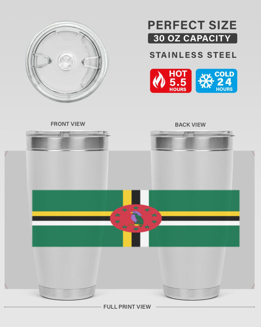 Dominica 149# Tumbler, a stylish 20oz double wall vacuum stainless steel tumbler with a vibrant design, perfect for hot and cold beverages.