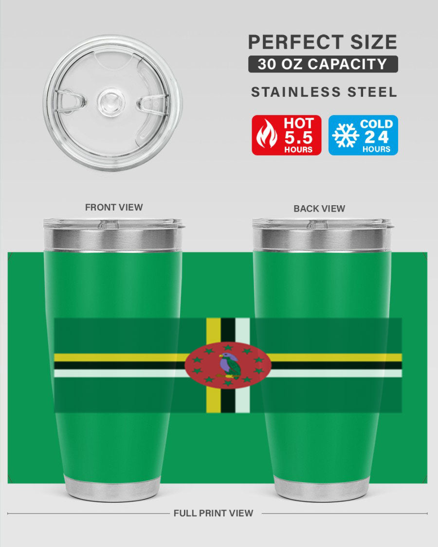 Dominica 149# Tumbler, a stylish 20oz double wall vacuum stainless steel tumbler with a vibrant design, perfect for hot and cold beverages.