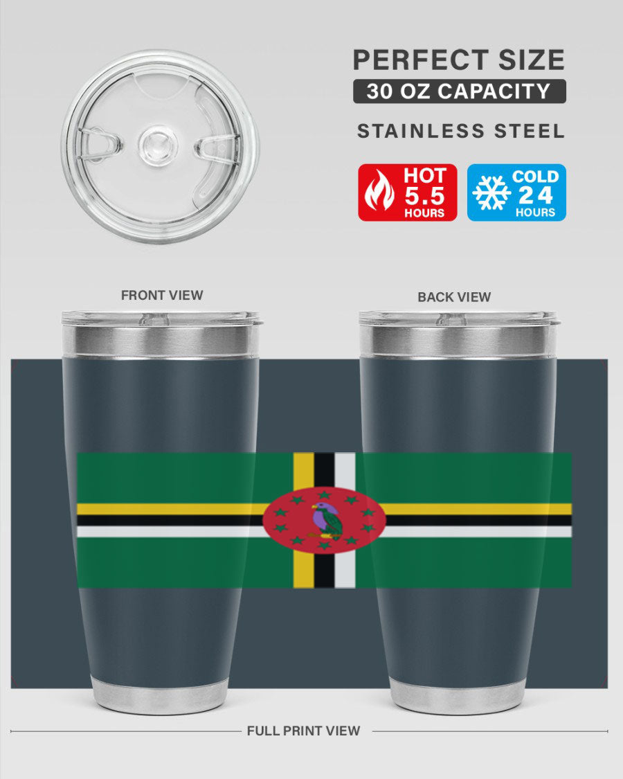 Dominica 149# Tumbler, a stylish 20oz double wall vacuum stainless steel tumbler with a vibrant design, perfect for hot and cold beverages.