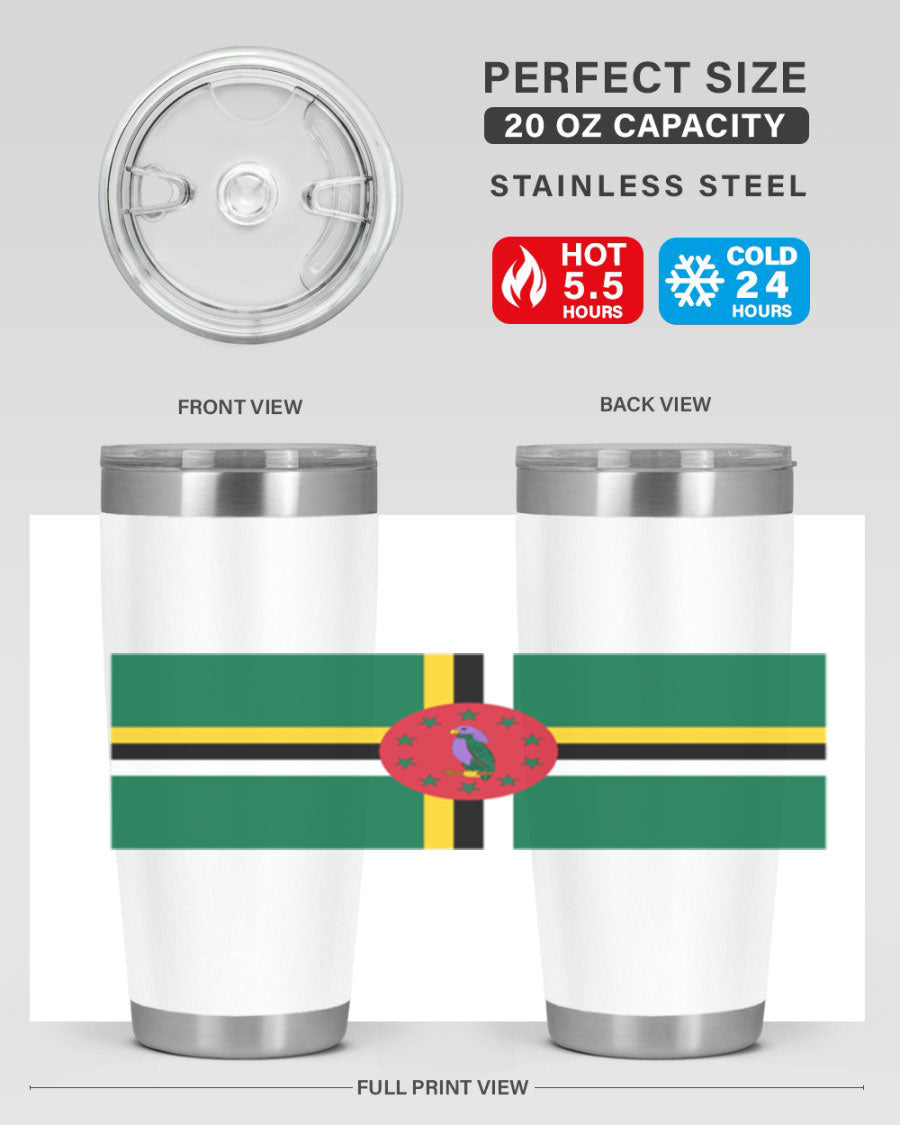 Dominica 149# Tumbler, a stylish 20oz double wall vacuum stainless steel tumbler with a vibrant design, perfect for hot and cold beverages.