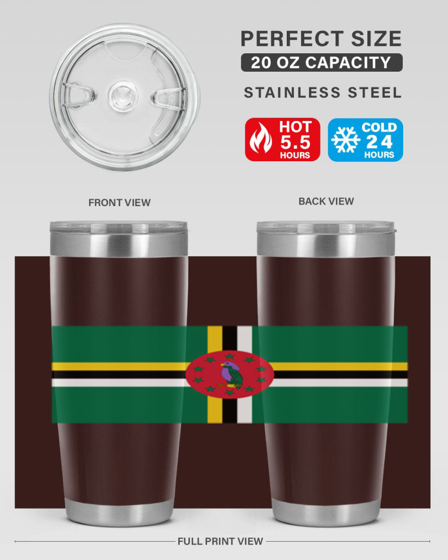 Dominica 149# Tumbler, a stylish 20oz double wall vacuum stainless steel tumbler with a vibrant design, perfect for hot and cold beverages.