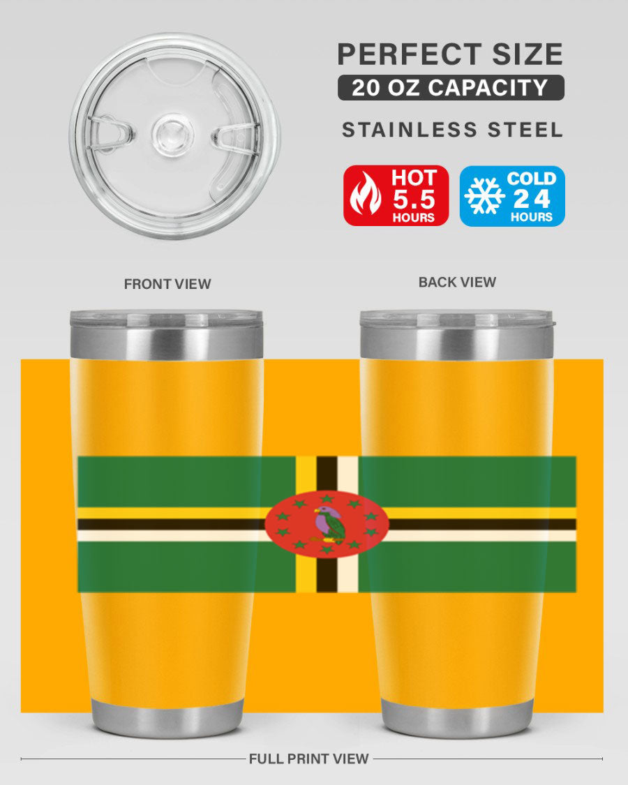 Dominica 149# Tumbler, a stylish 20oz double wall vacuum stainless steel tumbler with a vibrant design, perfect for hot and cold beverages.