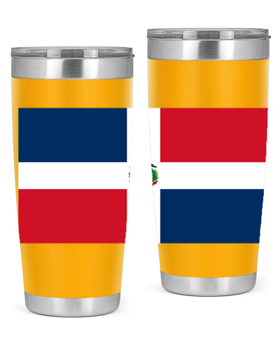 Dominican Republic 148# Tumbler showcasing double wall vacuum stainless steel design with vibrant flag print.